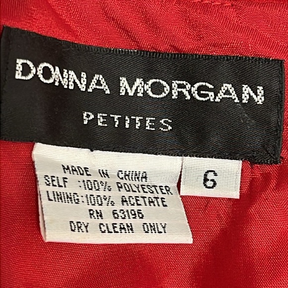 Donna Morgan Woman’s Petite Red Dress with Tie Belt Sz 6 Short Sleeve Lace - Picture 11 of 12